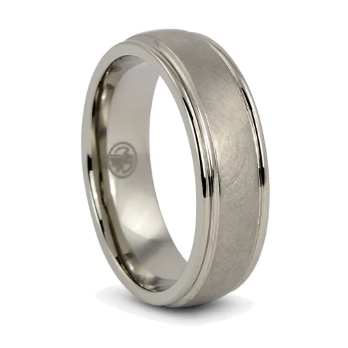 Rounded "Comet" 7mm Titanium Men's Ring With Polished Edges