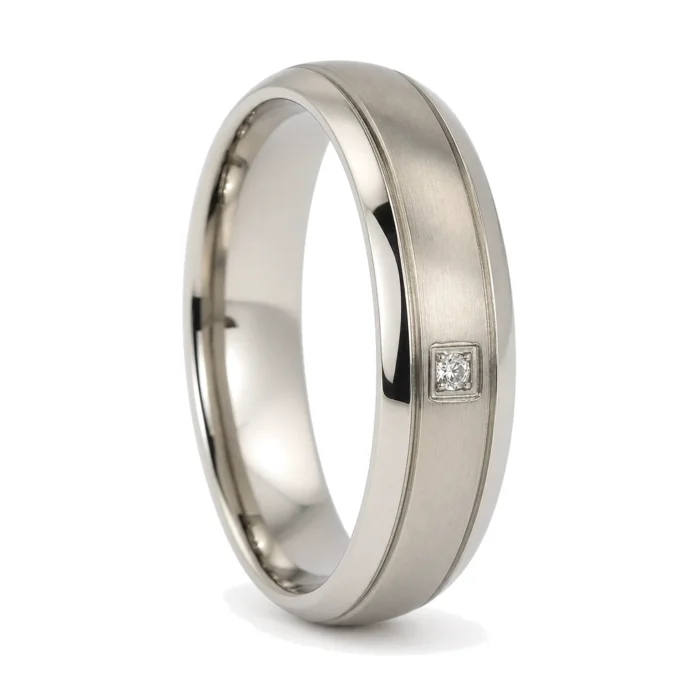 Titanium Mens Engagement Ring 6mm With Single Stone
