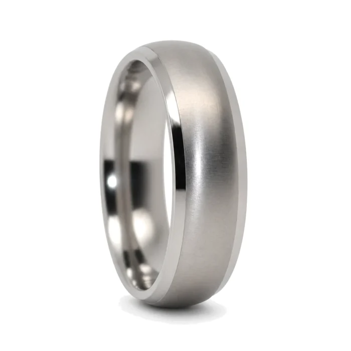 Satin 7mm Mens Titanium Wedding Ring With Polished Edges