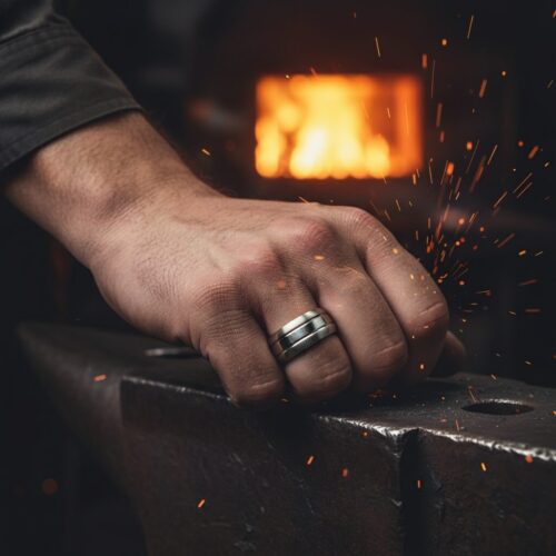 ITR-035-Dual-Finish-Titanium-Mens-Ring-Blacksmith Dual Finish 6mm Titanium Mens Ring