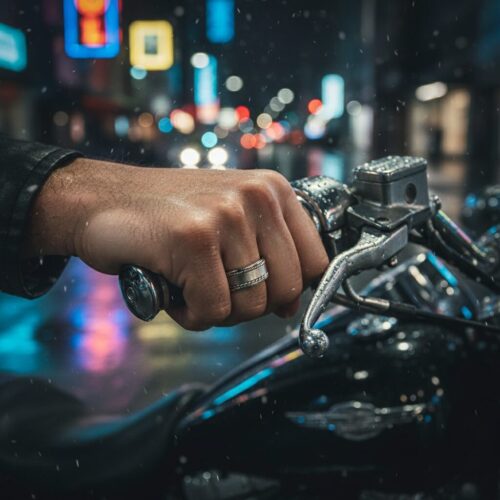 ITR-084-Titanium-Mens-Ring-with-Rope-Edges-Motorcycle-Rider Titanium 7mm Mens Ring with Rope Edges