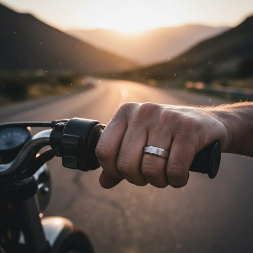 ITR-099-Titanium-Thin-Mens-Wedding-Ring-Brushed-Finish-Motorcycle-Rider Titanium Thin Mens Wedding 5mm Ring Brushed Finish