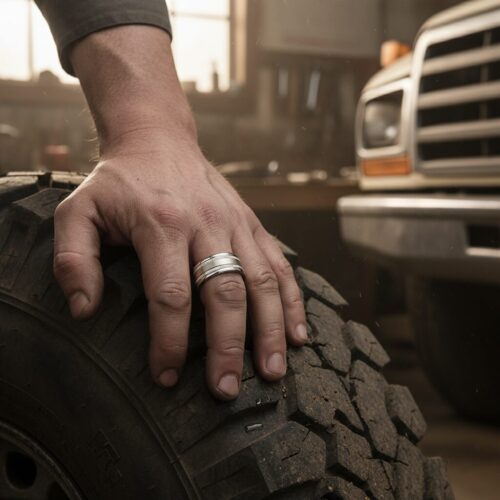 ITR-101-Titanium-Milgrain-Mens-Wedding-Ring-Mechanic Titanium Milgrain 8mm Mens Wedding Ring