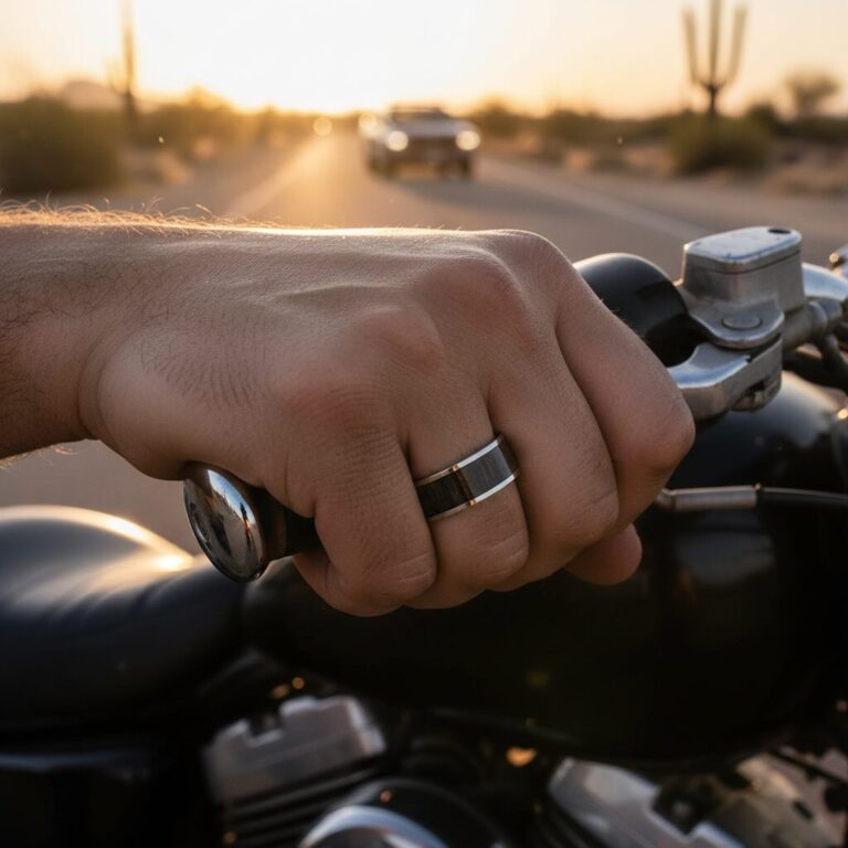 Titanium 8mm Mens Ring with Dark Hawaiian Koa Wood Centerpiece