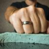 Titanium Mens Engagement Ring 6mm With Single Stone
