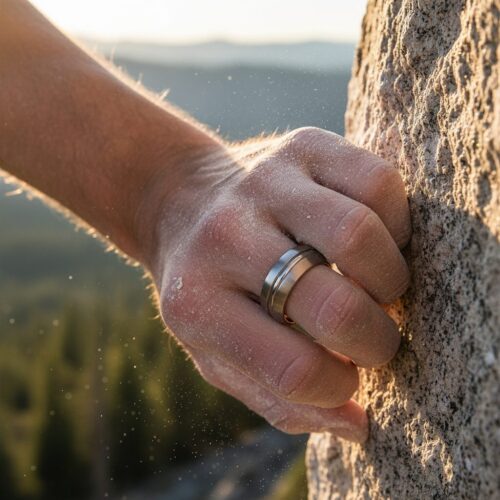 ITR-121-6-Satin-Finish-Titanium-Mens-Wedding-Ring-Rock-Climber Satin Finish Titanium Mens Wedding Ring