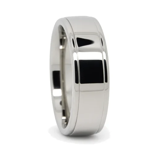 Grooved Polished Titanium Men's 7mm Wedding Ring
