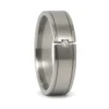 Satin Finished 7mm Mens Wedding Ring With Simulated Diamond