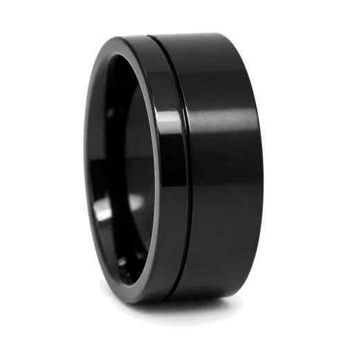 Wider Black Titanium 8mm Men's Ring