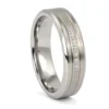 Mens 7mm Titanium Wedding Ring With Simulated Diamonds