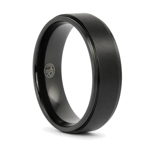 Satin 8mm Black Titanium Men's Ring