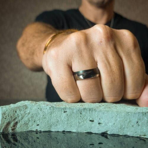 ITR-133-Lightning-Mens-Ring Two Piece 8mm Titanium Lightning Ring