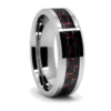 Carbon Fibre 8mm Tungsten Ring with Red Highlights
