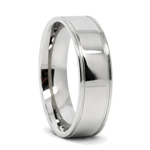 Custom 6mm Polished Grooved Titanium Men's Wedding Ring