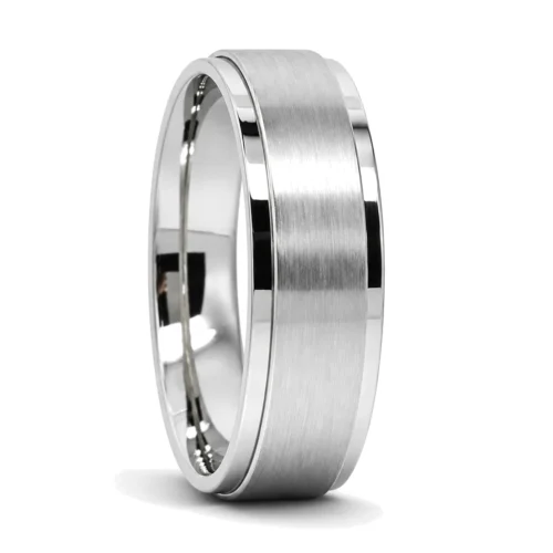 Custom 6mm Brushed Step Titanium Men's Wedding Ring