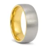 Tungsten 8mm Wedding Ring With Gold Inner Band