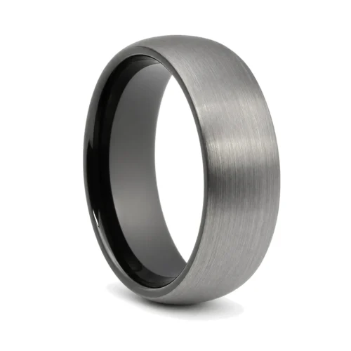 Tungsten 8mm Wedding Ring With Black Inner Band