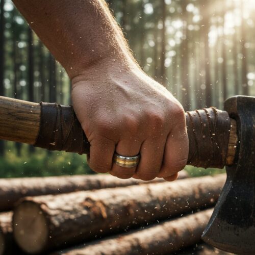 FTR-033-Tungsten-Mens-Wedding-Ring-With-Gold-3-Lumberjack-_-Woodsman Tungsten 8mm Mens Wedding Ring With Gold