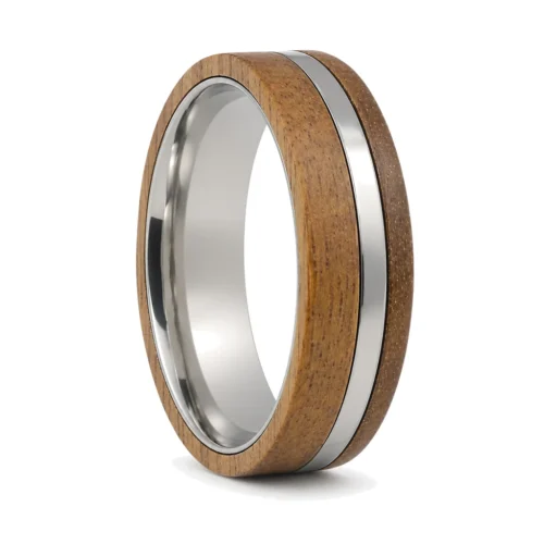 Rosewood And Titanium 8mm Men's Ring