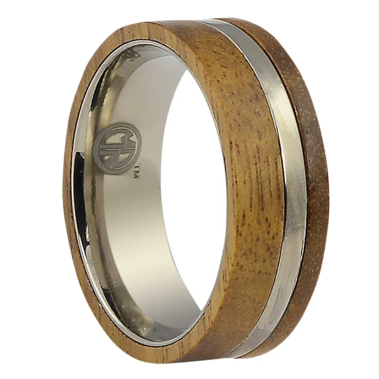 Rosewood And Titanium 8mm Mens Ring