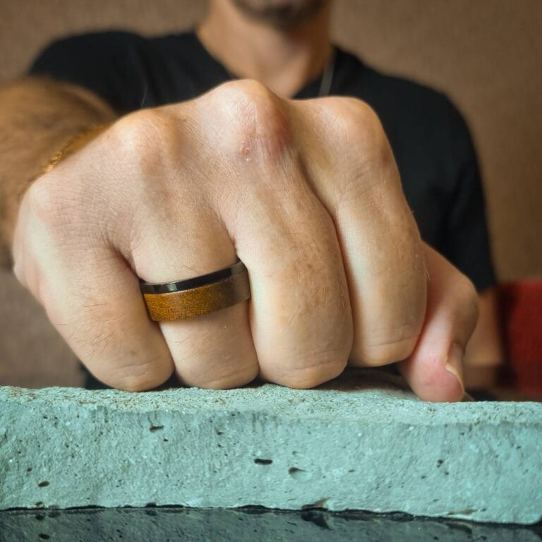 Black Titanium And Koa Wood 8mm Ring