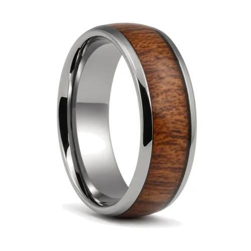 Titanium and Rosewood 8mm Men's Ring