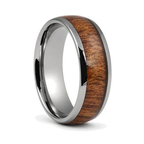 Tungsten and Rosewood 8mm Men's Ring