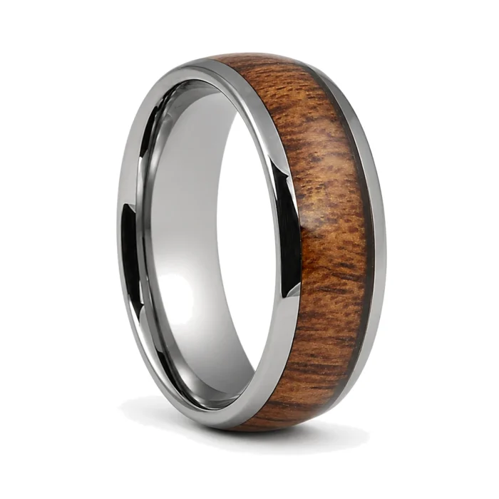 Tungsten and Rosewood 8mm Mens Ring