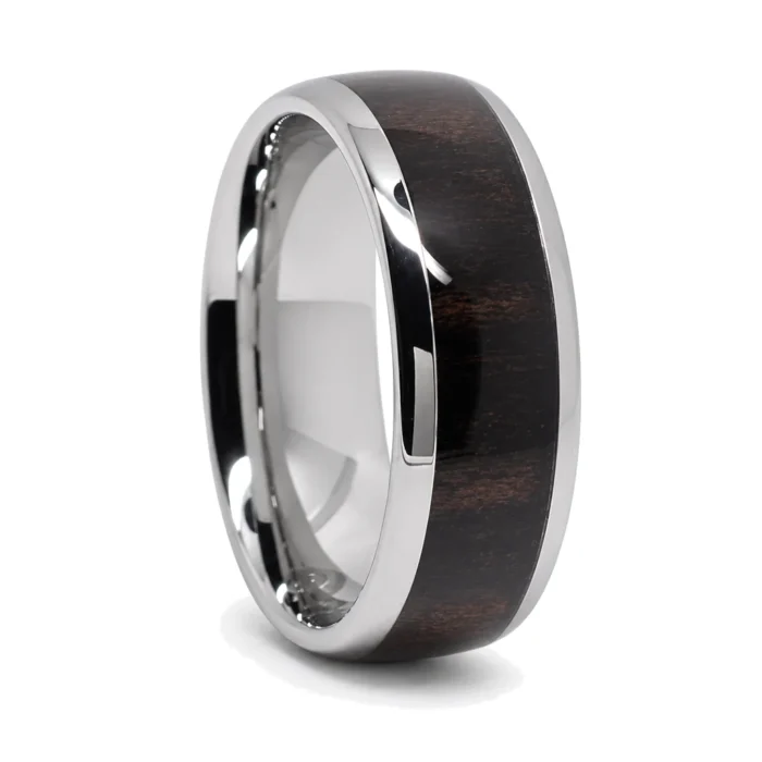 Tungsten and Ebony 8mm Mens Ring