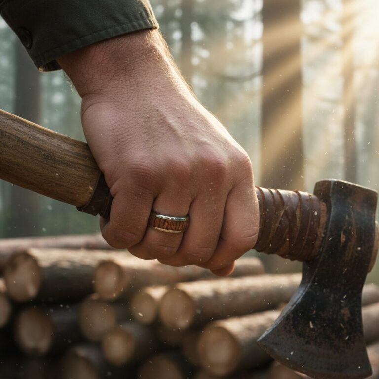 Titanium and Rosewood 8mm Mens Ring