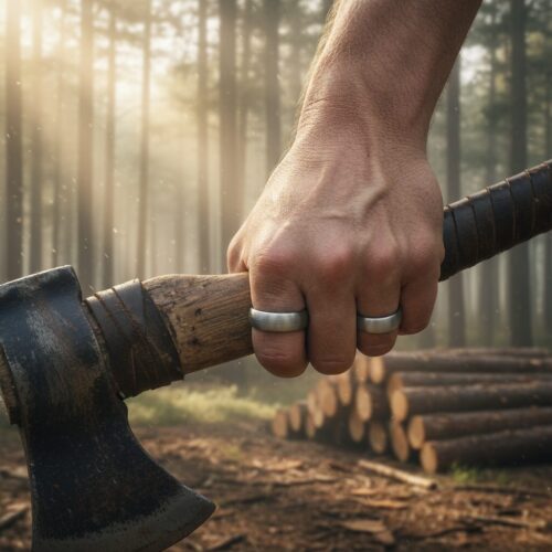FTR-101-Tungsten-Wedding-Ring-With-Black-Inner-Band-1-Lumberjack-_-Woodsman Tungsten 8mm Wedding Ring With Black Inner Band