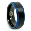 Black With Blue Edged 8mm Tungsten Mens Ring