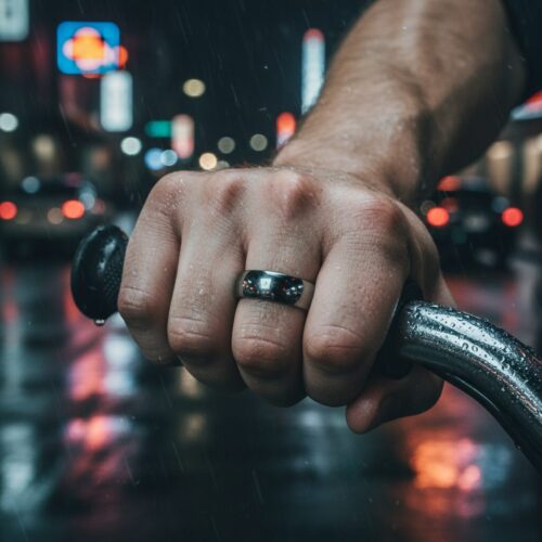 FTR-116-Tungsten-Heart-Mens-Promise-Ring-Motorcycle-Rider Tungsten Heart 8mm Mens Promise Ring