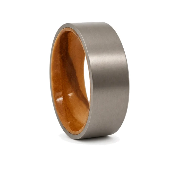 Satin Titanium Rosewood 8mm Mens Ring