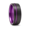 Black Tungsten "Neon" 8mm Mens Ring With Purple Inner Band
