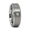 Brushed Mens Engagement 8mm Ring With Simulated Diamond