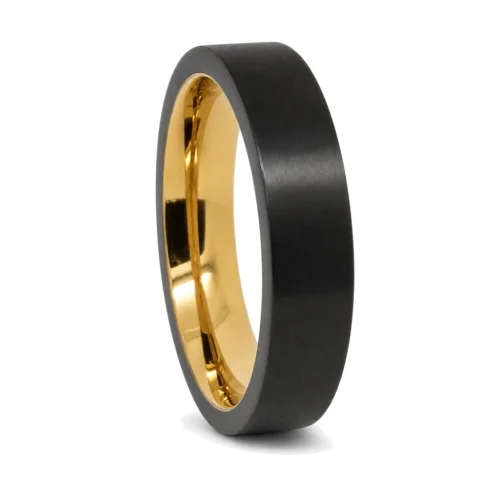 "Forever Black" 5mm Gold Titanium Men's Ring