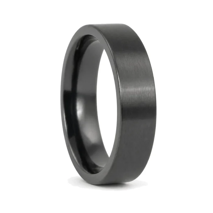 Brushed "Forever Black" 6mm Titanium Mens Ring