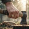 Titanium Rosewood 8mm Mens Ring