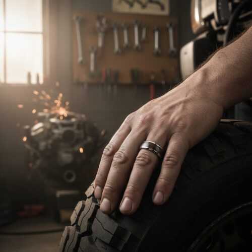 ITR-159-Titanium-and-Ebony-Mens-Ring-465×465-Mechanic Titanium and Ebony 8mm Mens Ring