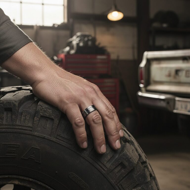 Grooved “Forever Black” 8mm Titanium Mens Ring
