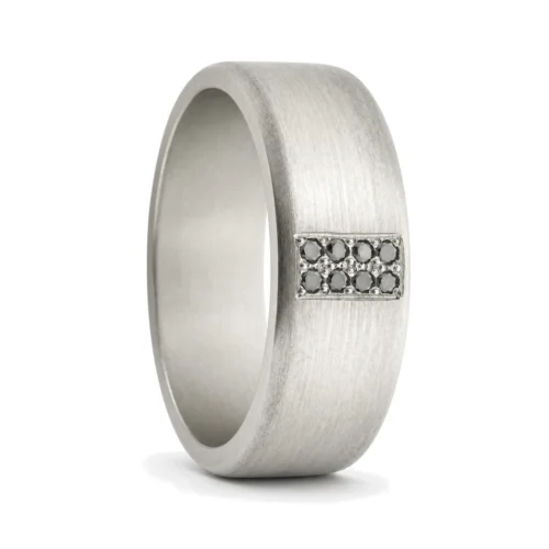 8 Diamond Matte Titanium Men's Ring