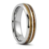 Polished Tungsten and Whiskey Barrel 7mm Wood Mens Ring