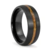 Black Satin 7mm Tungsten and Whiskey Barrel Mens Ring