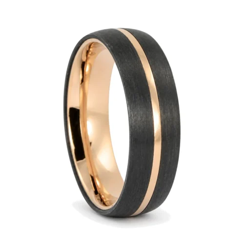 Titanium, Gold and Brushed Carbon Men's Ring