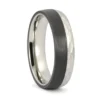 Faceted Titanium and Brushed 8mm Carbon Mens Ring