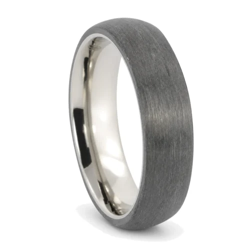 Titanium and Brushed Carbon 8mm Men's Ring