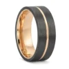 Gold 8mm Titanium and Brushed Carbon Mens Ring