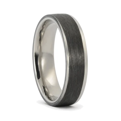 Titanium and Brushed 8mm Carbon Men's Ring