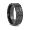 8mm Wide Directional Tread Tyre Tread Mens Black Zirconium Ring